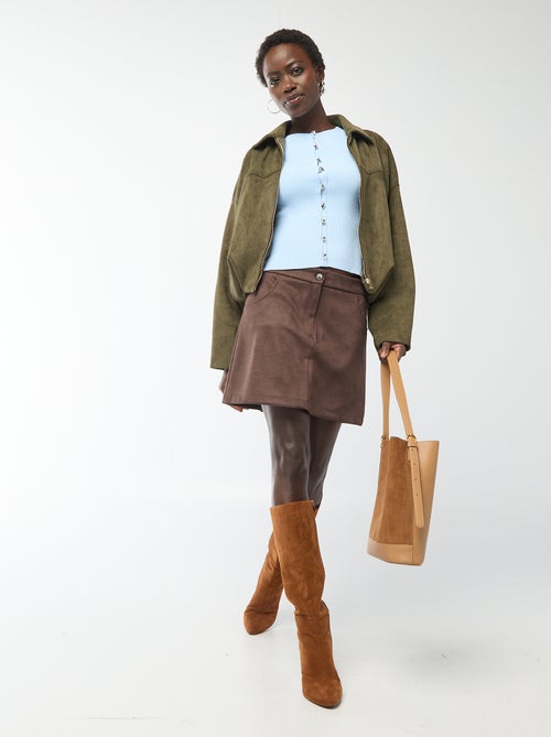 Gonna corta in ecopelle scamosciata - Kiabi