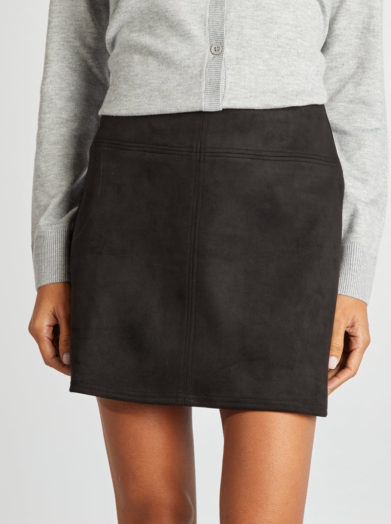 Gonna corta in finto camoscio nero - Kiabi