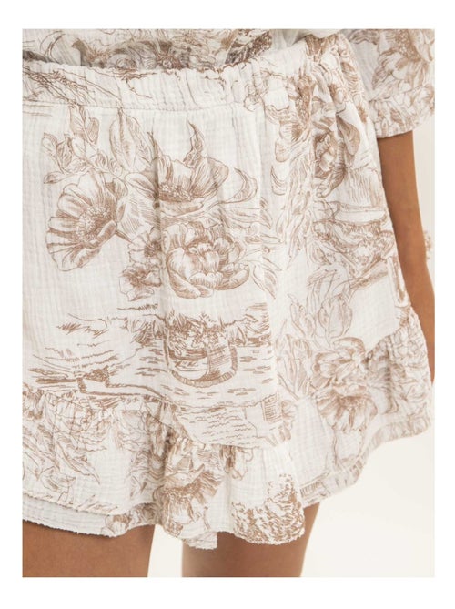 Gonna corta in garza di cotone con motivi toile de jouy XALONE - Kiabi