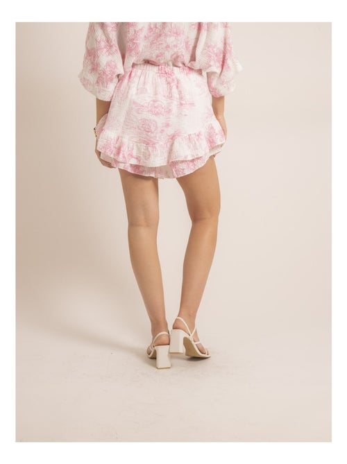 Gonna corta in garza di cotone con motivi toile de jouy XALONE - Kiabi