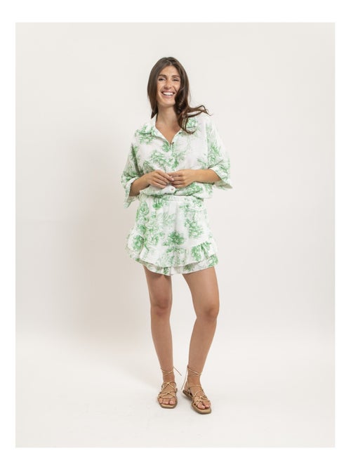 Gonna corta in garza di cotone con motivi toile de jouy XALONE - Kiabi