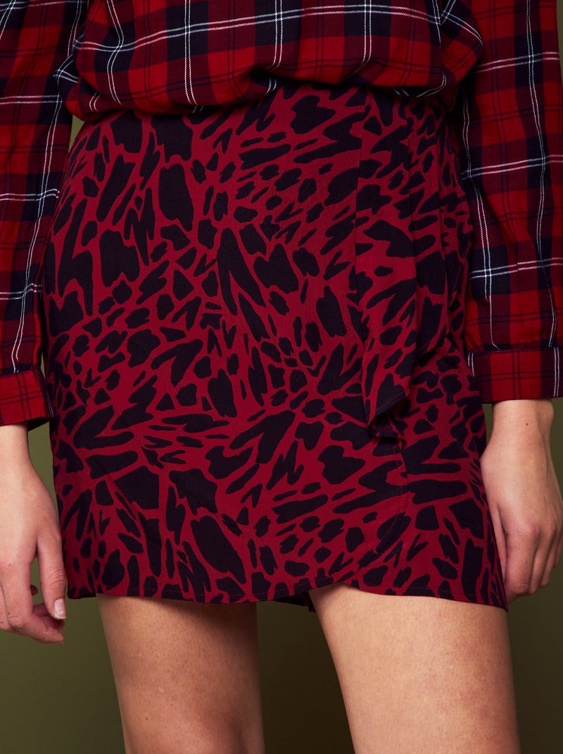 Gonna corta in maglia effetto crêpe ROSSO - Kiabi