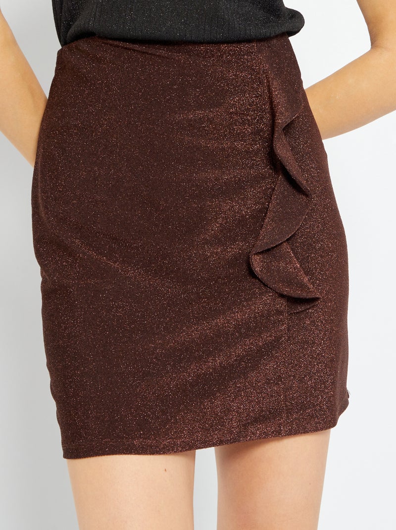 Gonna corta in maglia soffice MARRONE - Kiabi