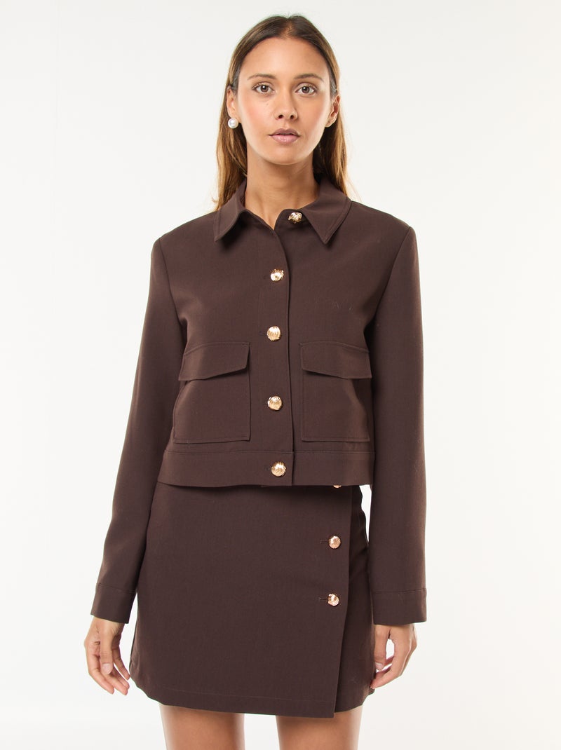Gonna corta in Milano con bottoni dorati Marrone - Kiabi
