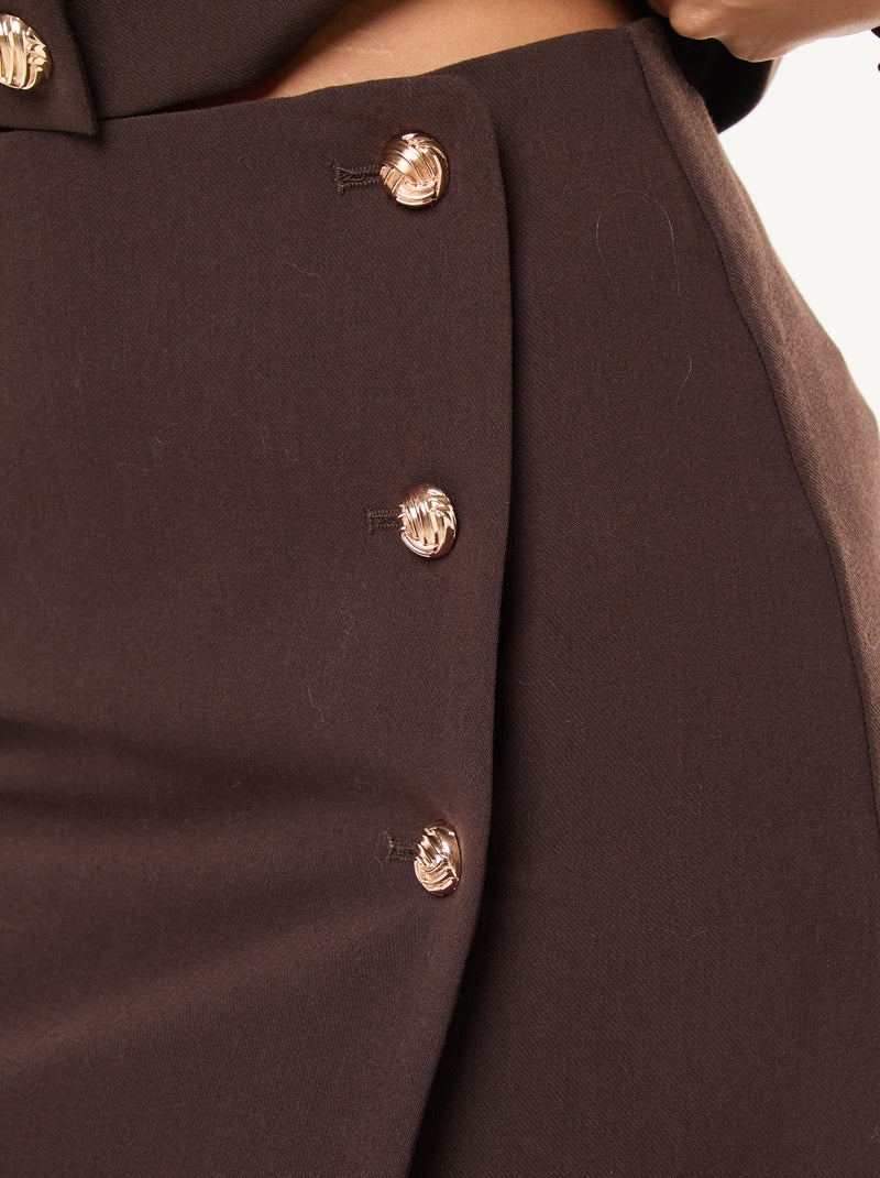 Gonna corta in Milano con bottoni dorati Marrone - Kiabi