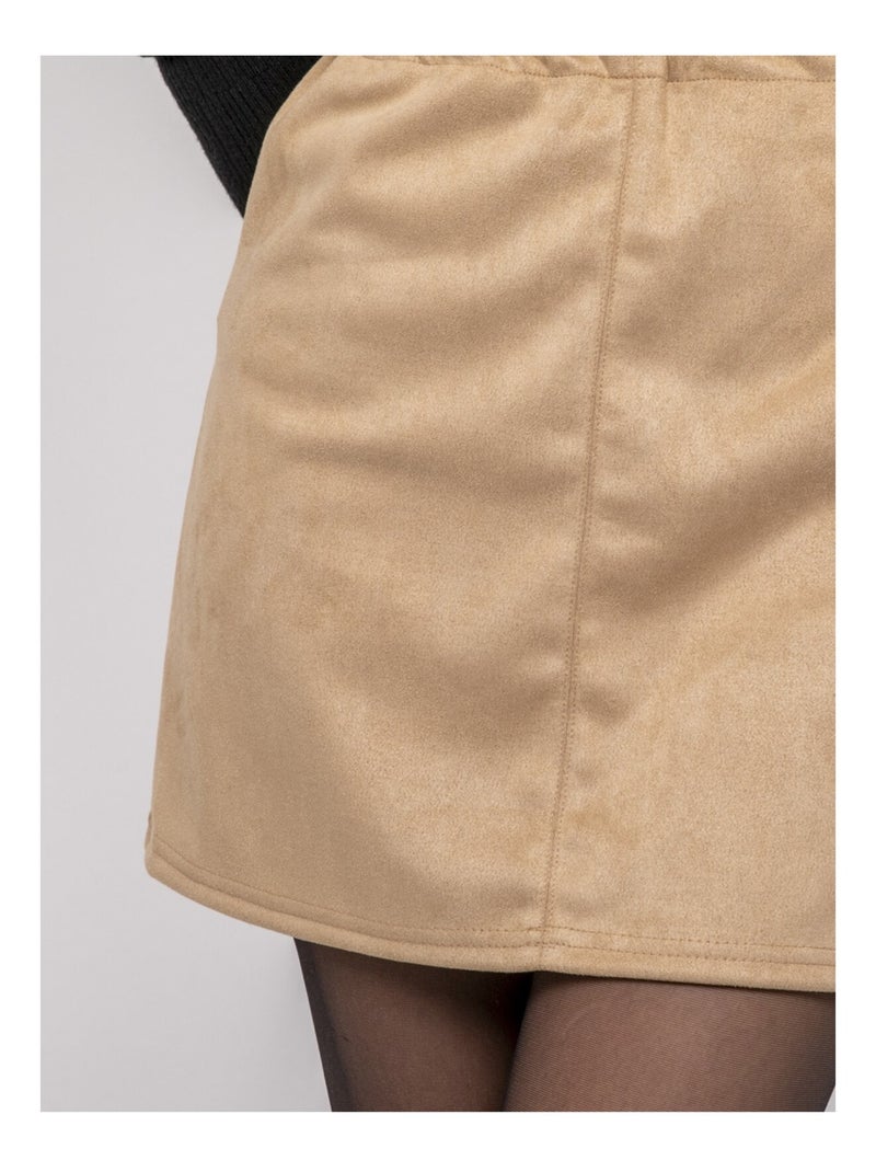 Gonna corta in similcamoscio XERTINA Marrone caramello - Kiabi