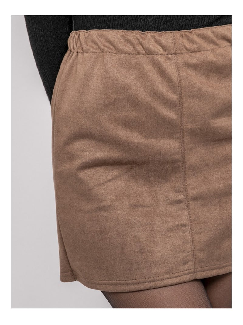 Gonna corta in similcamoscio XERTINA Marrone - Kiabi