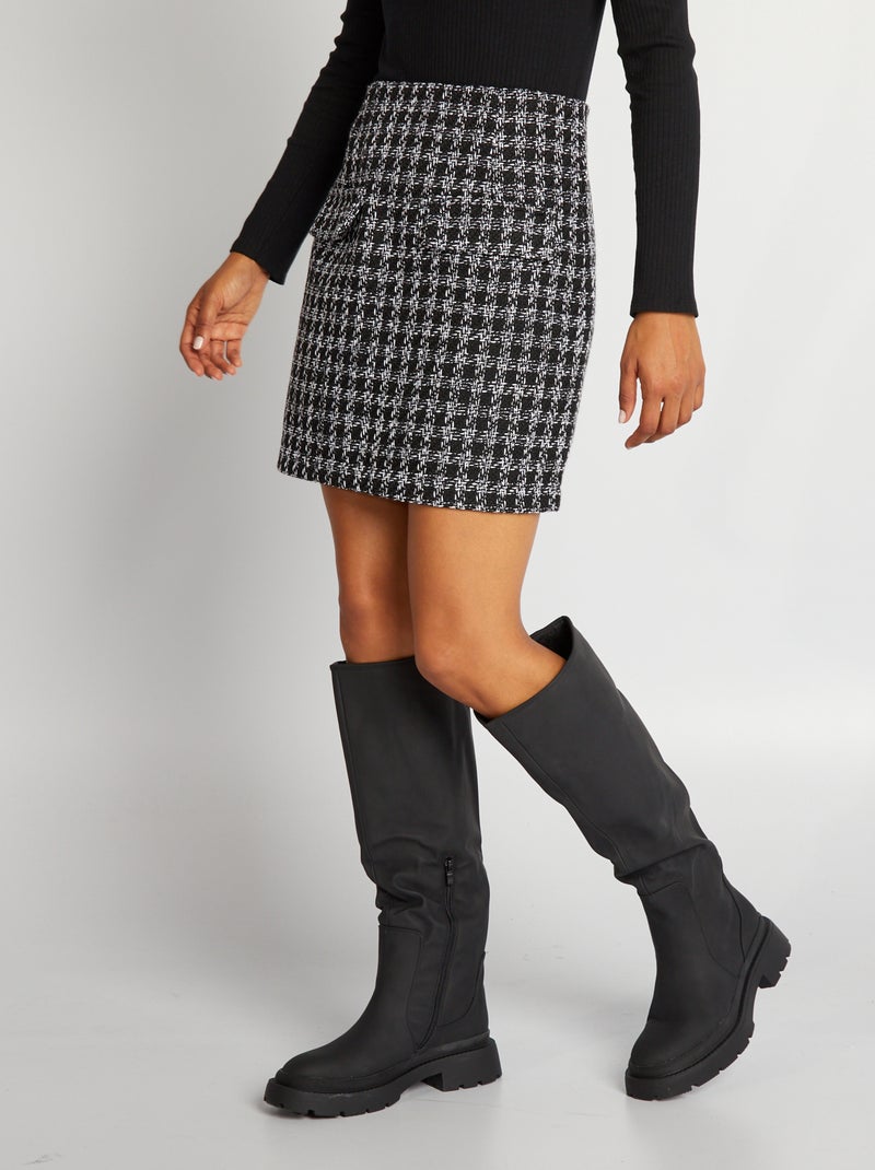 Gonna corta in tweed NERO - Kiabi