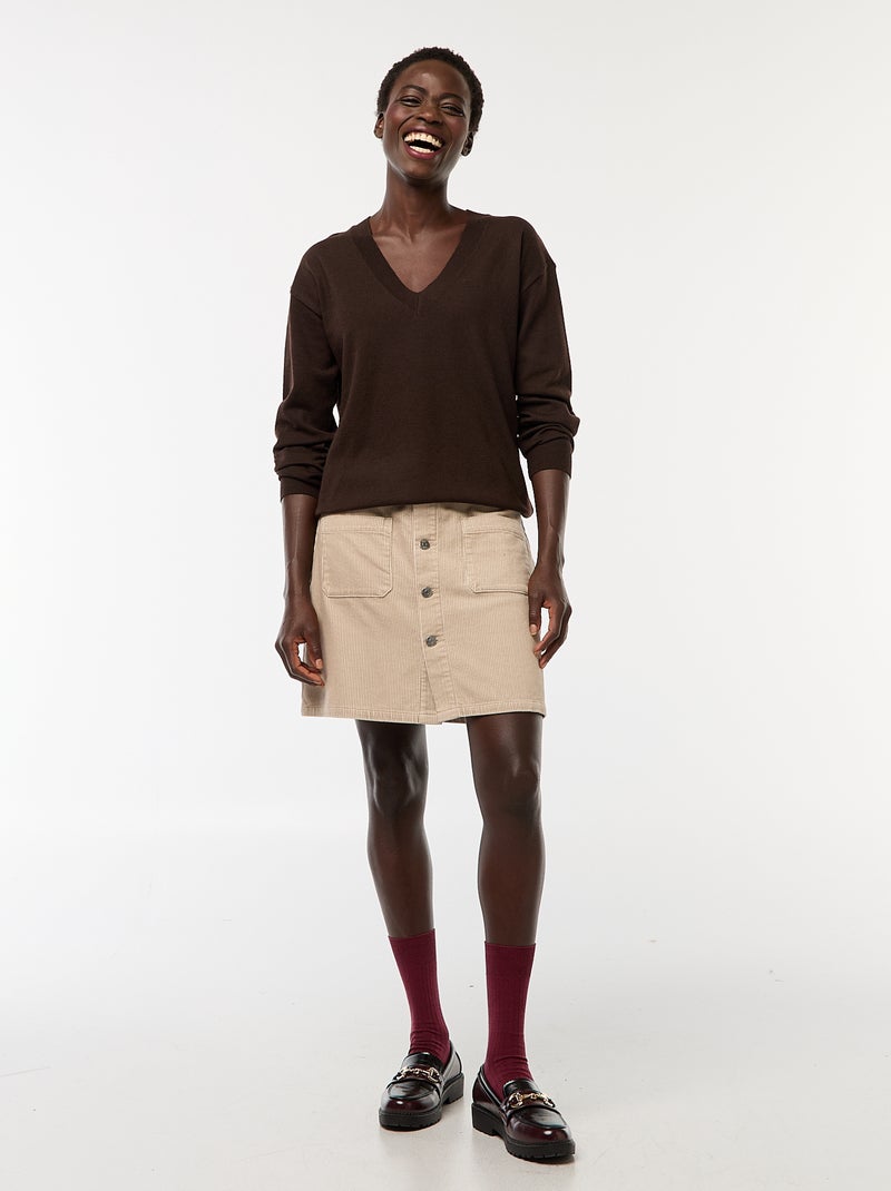 Gonna corta in velluto a coste 'JDY' Beige - Kiabi