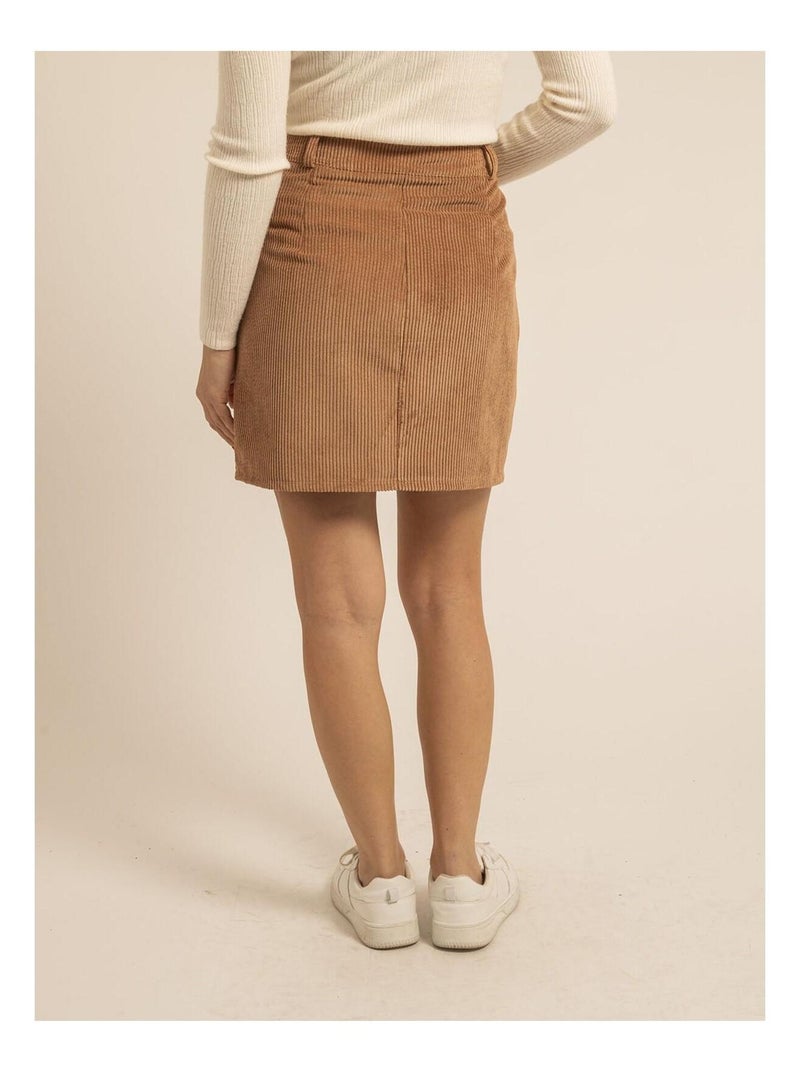 Gonna corta in velluto a coste XYLIDINE Marrone caramello - Kiabi