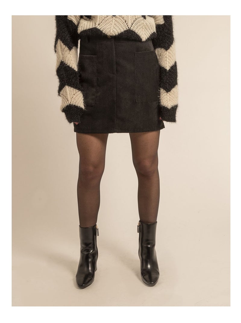 Gonna corta in velluto a coste XYLIDINE Nero - Kiabi
