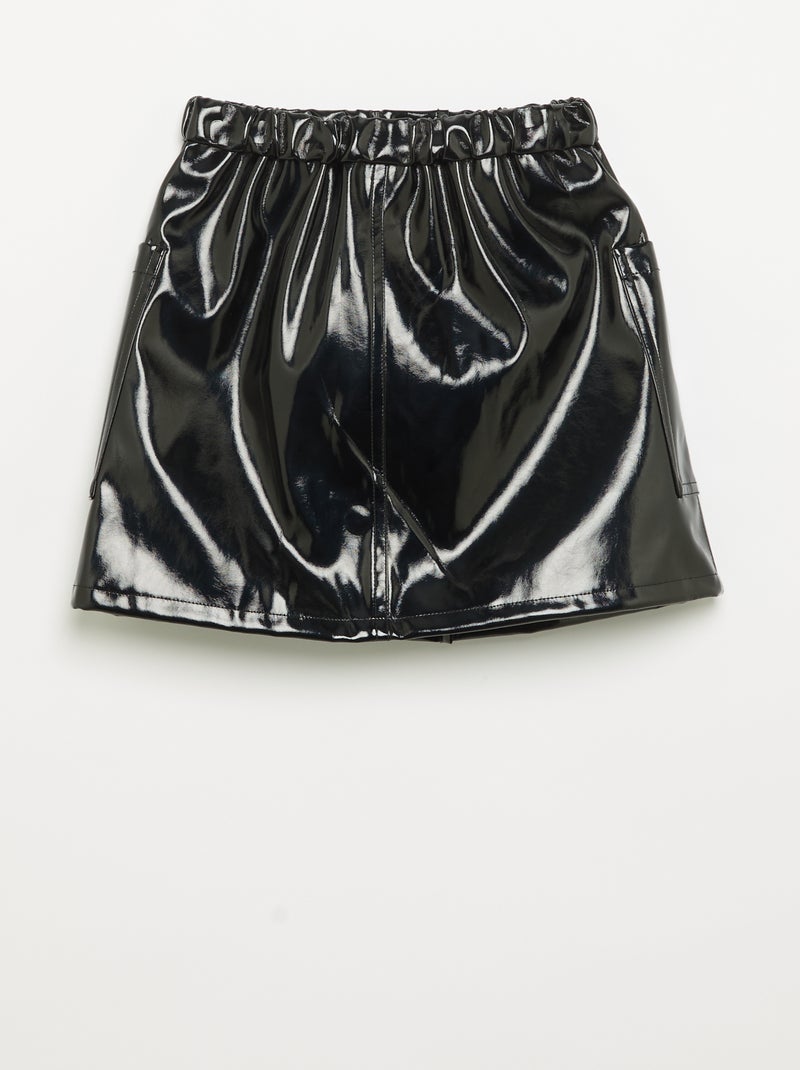 Gonna corta in vinile con grandi tasche Nero - Kiabi