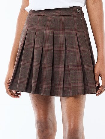 Gonna corta plissettata con zip