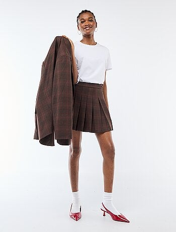 Gonna corta plissettata con zip