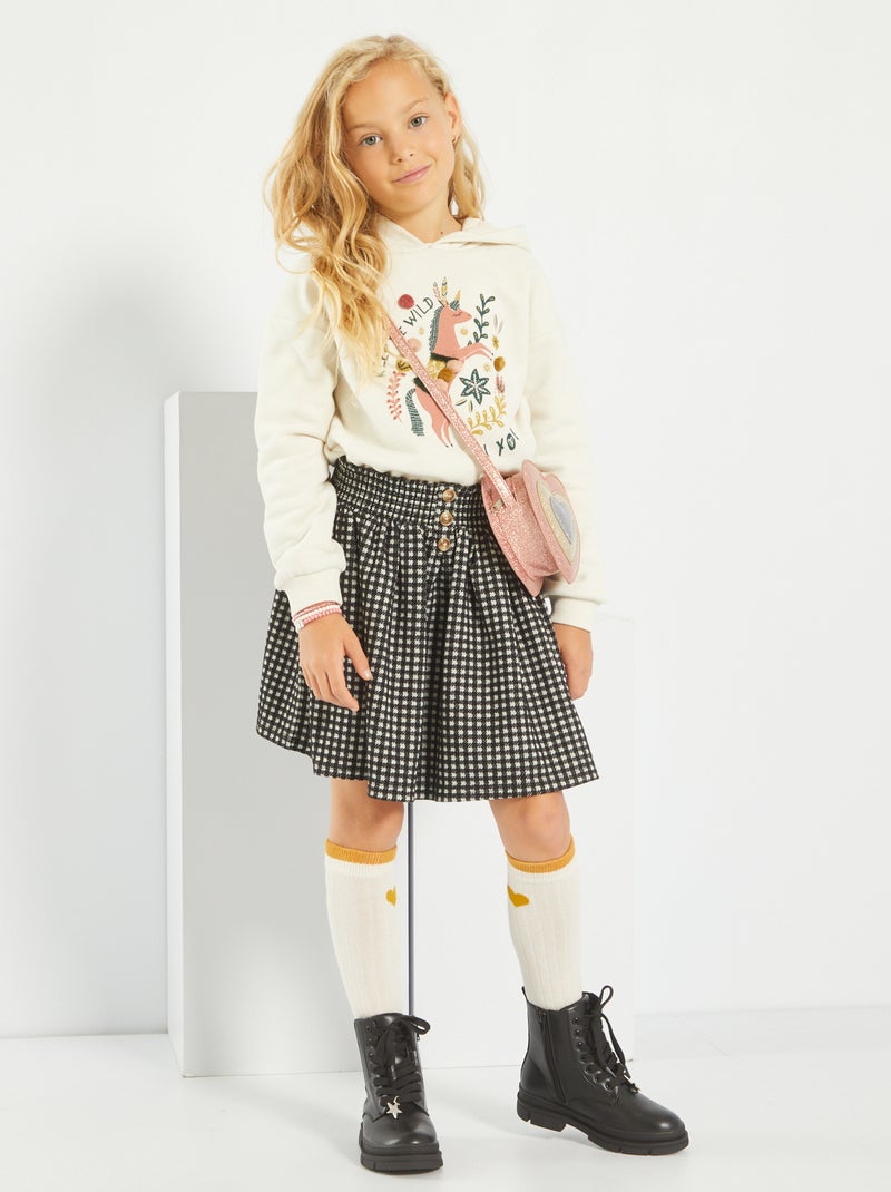 Gonna corta stile scozzese NERO - Kiabi