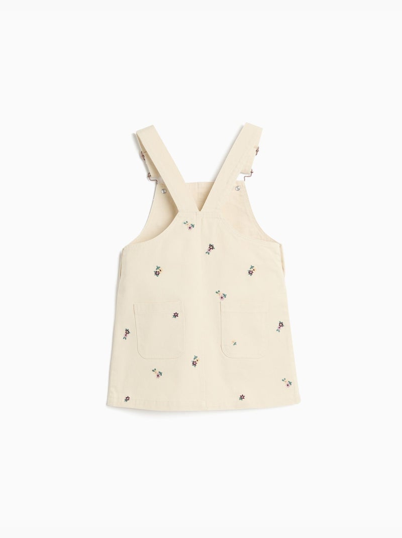 Gonna da salopette ricamata con fiori, mo fashion Beige - Kiabi