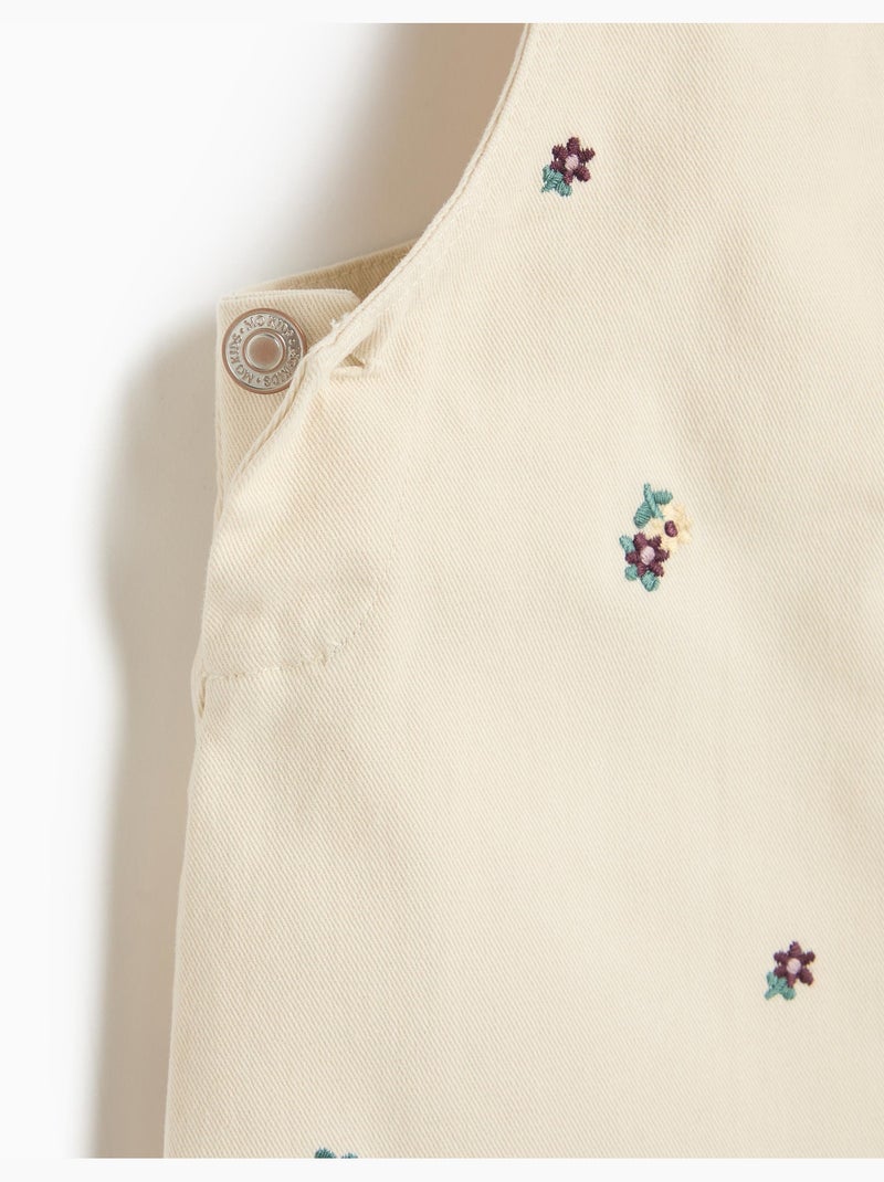 Gonna da salopette ricamata con fiori, mo fashion Beige - Kiabi