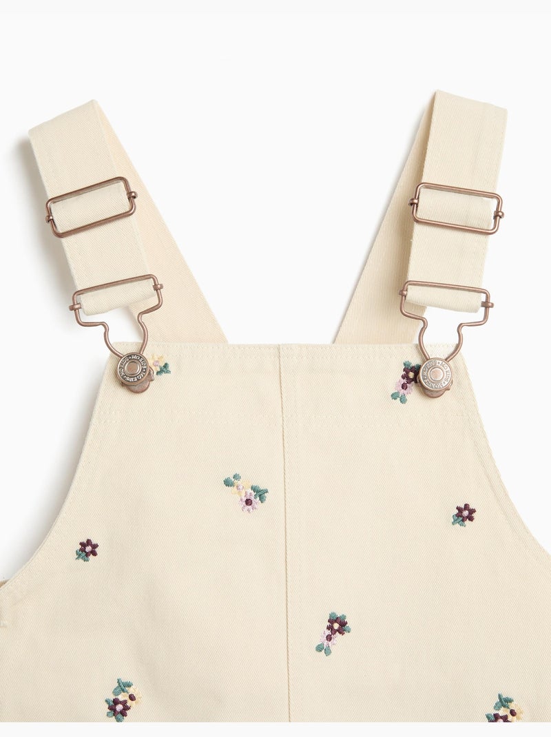 Gonna da salopette ricamata con fiori, mo fashion Beige - Kiabi