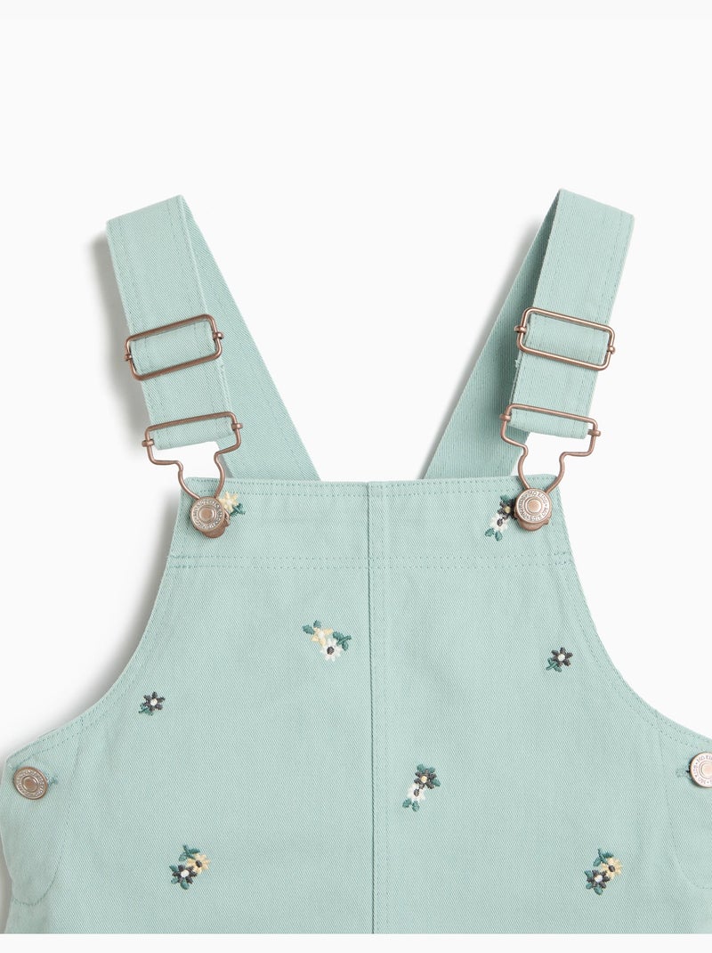 Gonna da salopette ricamata con fiori, mo fashion Grigio - Kiabi
