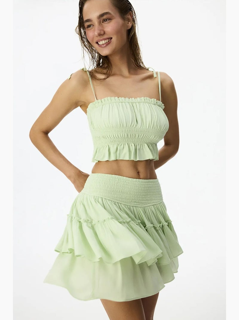 Gonna donna somer con ruches penti Verde menta - Kiabi