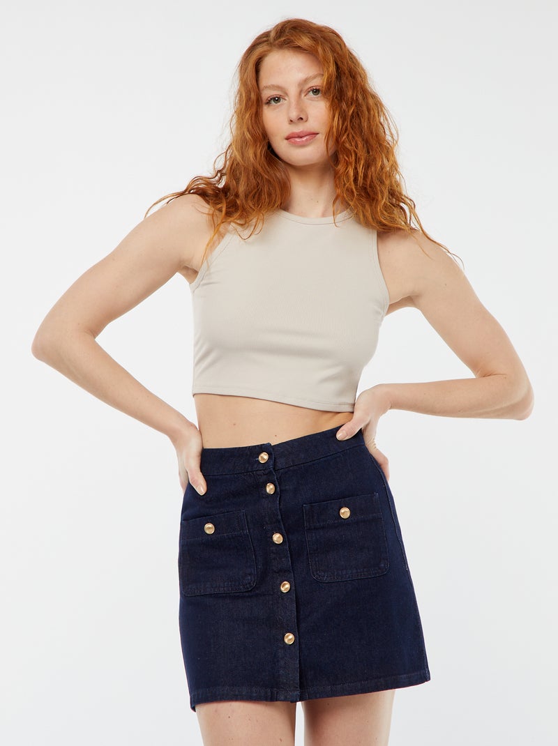 Gonna dritta in denim con tasche BLU - Kiabi