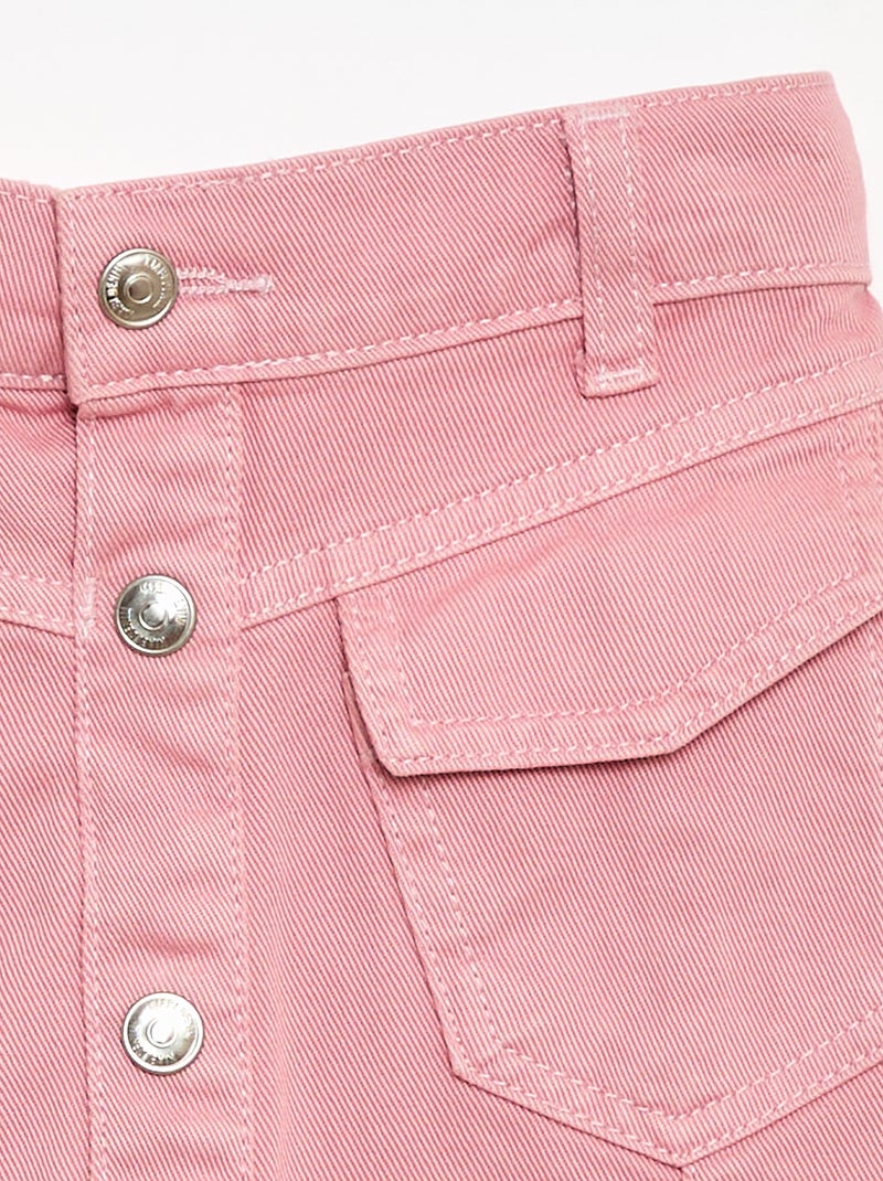 Gonna in denim abbottonata Rosa - Kiabi