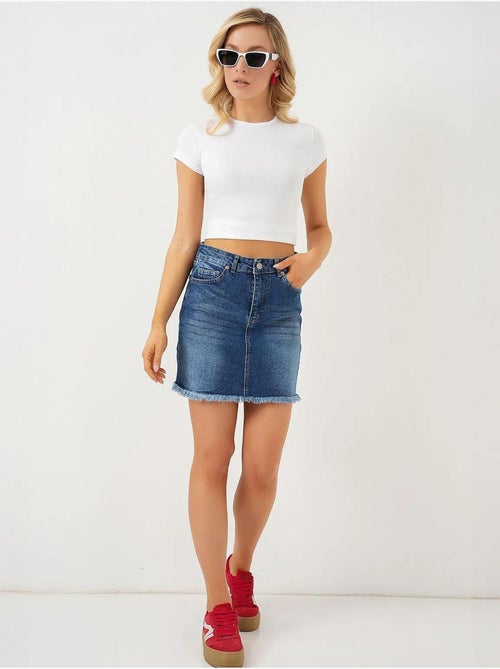 Gonna in denim con frange bdart - Kiabi Gonna in denim con frange bdart - Kiabi