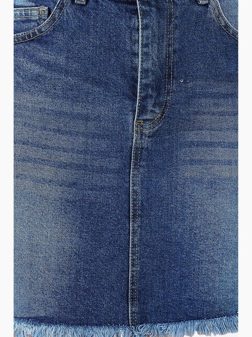 Gonna in denim con frange bdart - Kiabi Gonna in denim con frange bdart - Kiabi