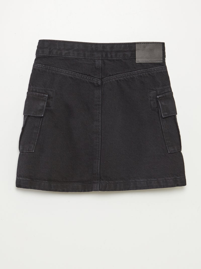 Gonna in denim con tasche con patta NERO - Kiabi