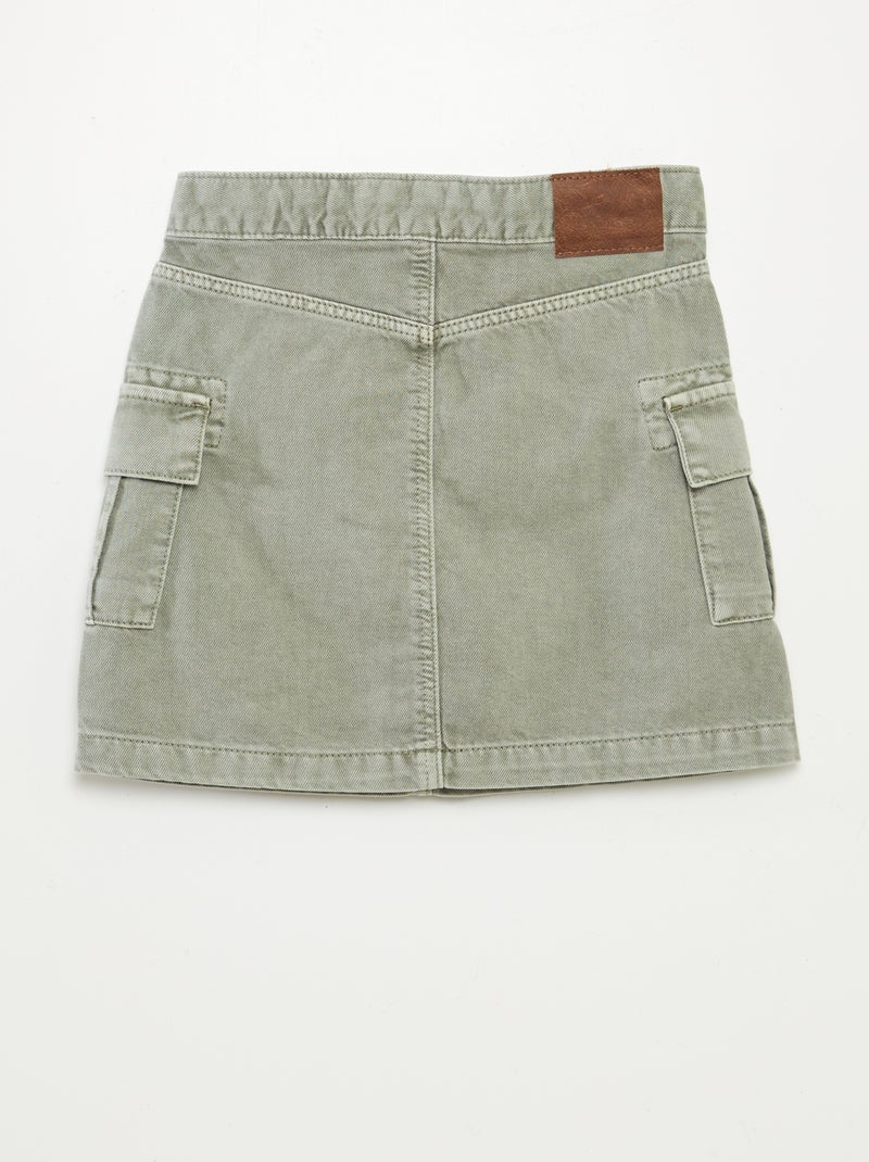 Gonna in denim con tasche con patta VERDE - Kiabi