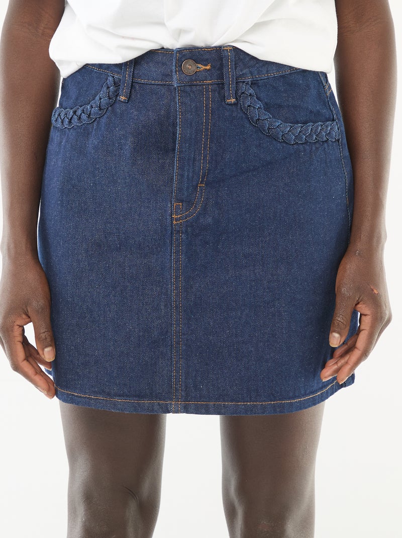 Gonna in denim con tasche intrecciate Blu - Kiabi
