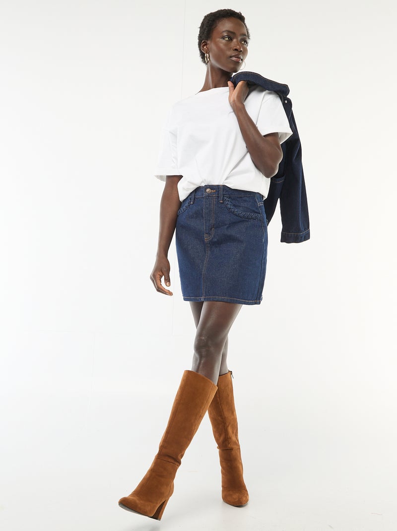 Gonna in denim con tasche intrecciate Blu - Kiabi