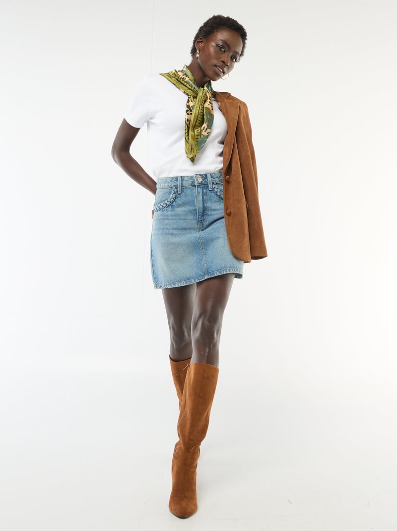 Gonna in denim con tasche intrecciate Blu - Kiabi