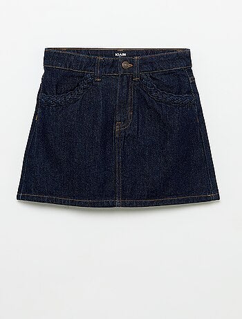 Gonna in denim con tasche intrecciate