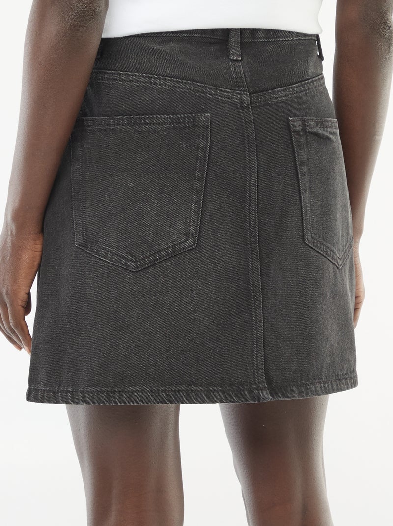 Gonna in denim con tasche intrecciate Nero - Kiabi