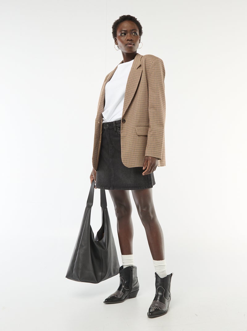 Gonna in denim con tasche intrecciate Nero - Kiabi