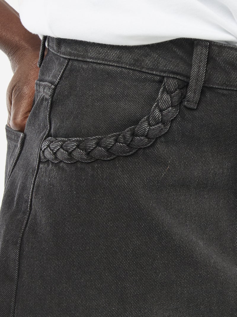 Gonna in denim con tasche intrecciate Nero - Kiabi