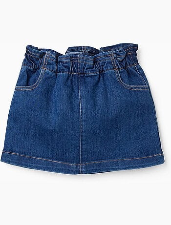 Gonna in denim con vita paperbag e tasche