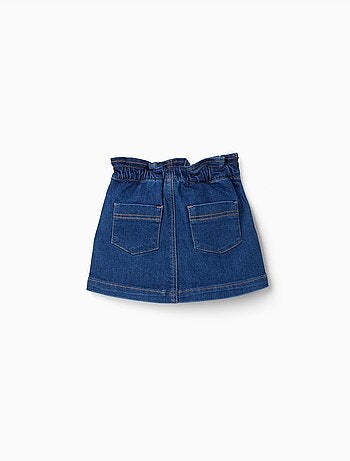 Gonna in denim con vita paperbag e tasche