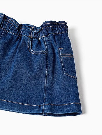 Gonna in denim con vita paperbag e tasche