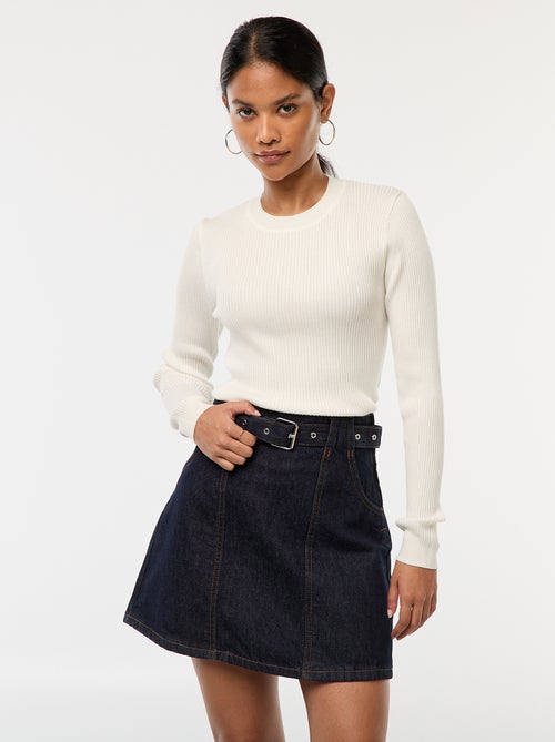 Gonna in jeans e cintura con fibbia - Kiabi