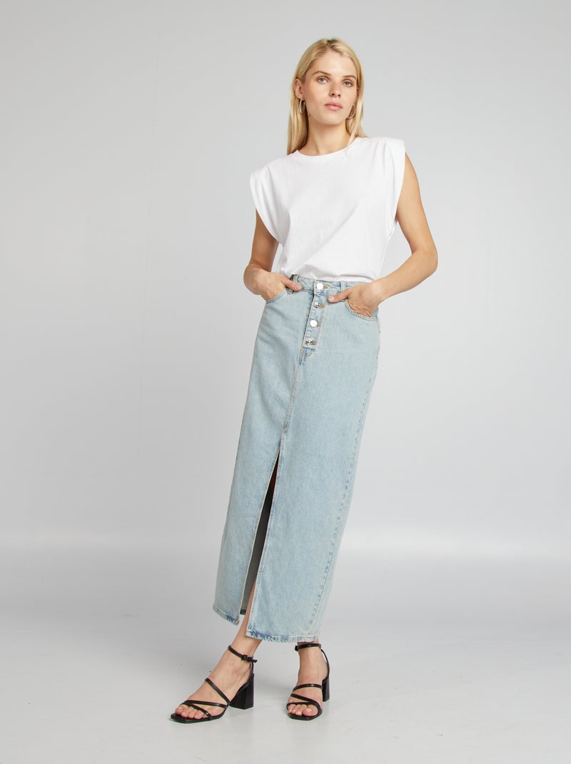 Gonna in jeans longuette BLU - Kiabi