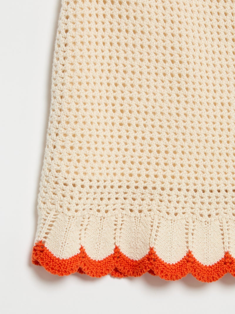 Gonna in maglia con finiture ondulate Beige - Kiabi