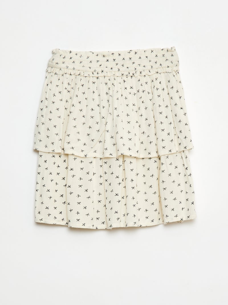 Gonna in maglia crêpe stampata a fiori Beige - Kiabi