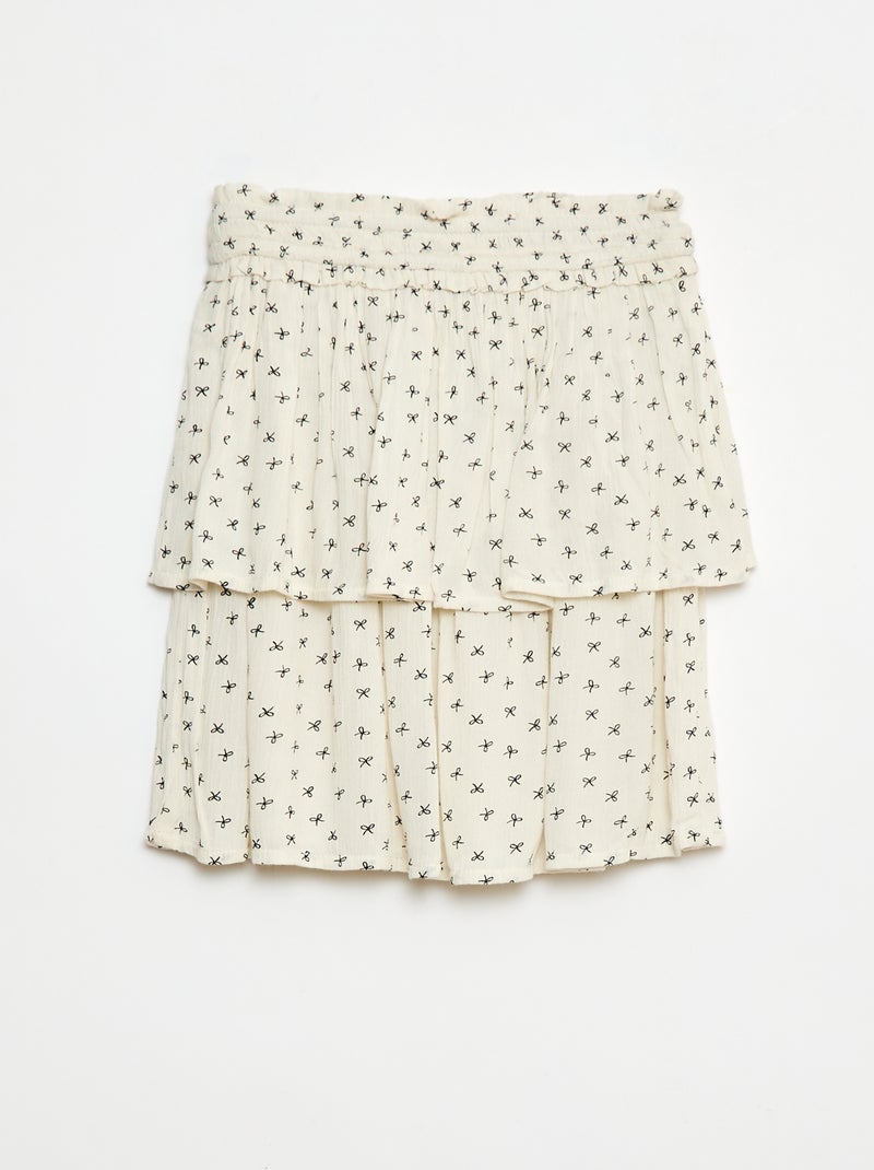 Gonna in maglia crêpe stampata a fiori Beige - Kiabi