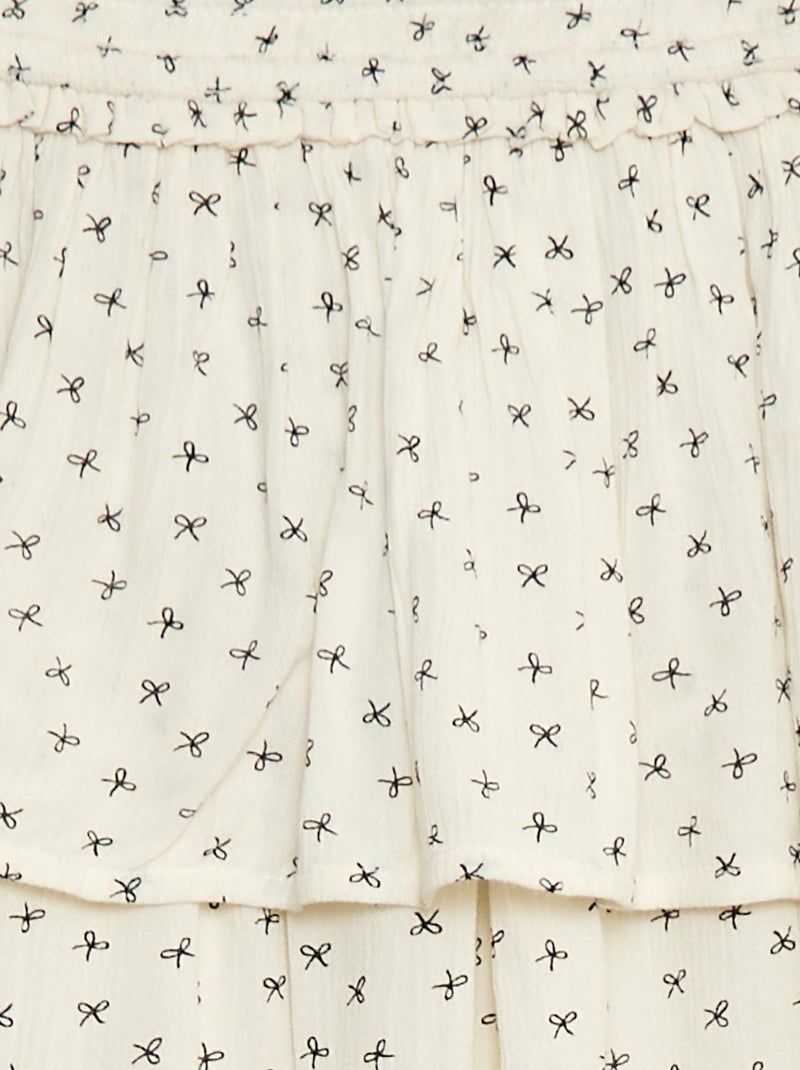 Gonna in maglia crêpe stampata a fiori Beige - Kiabi