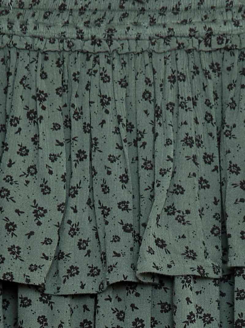 Gonna in maglia crêpe stampata a fiori Verde - Kiabi