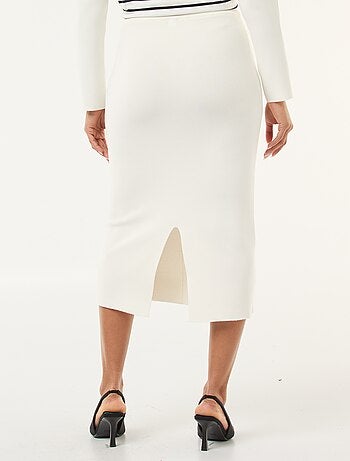 Gonna in maglia ottoman tinta unita