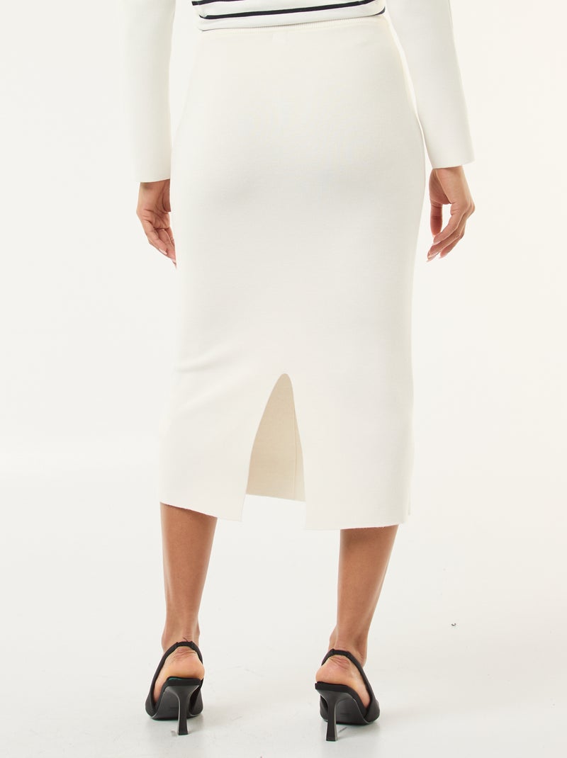 Gonna in maglia ottoman tinta unita Bianco - Kiabi
