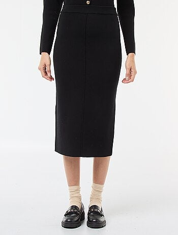 Gonna in maglia ottoman tinta unita